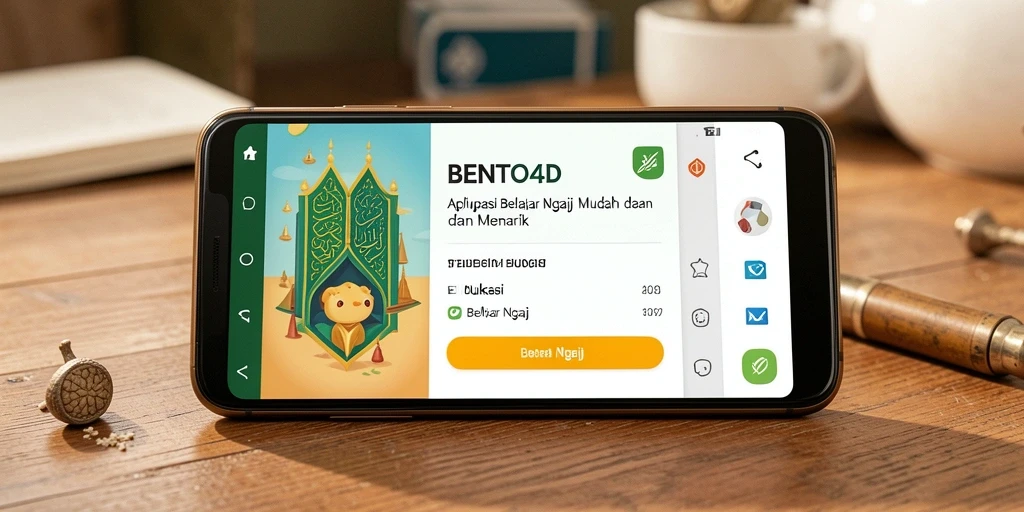 Antarmuka BENTO4D menampilkan fitur Belajar Ngaji yang menarik.