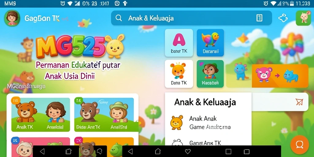 Antarmuka interaktif MG525 untuk permainan edukatif anak.