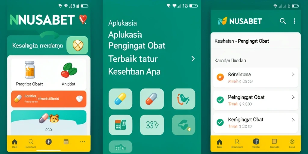 Tampilan antarmuka aplikasi NUSABET dengan fitur Pengingat Obat.