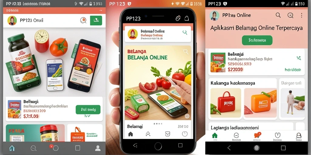 Tampilan antarmuka aplikasi PP123 untuk Belanja Online yang user-friendly.