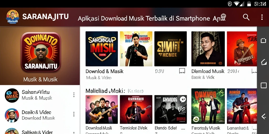 Tampilan antarmuka <strong>SARANAJITU</strong> saat mengunduh musik dengan mudah.