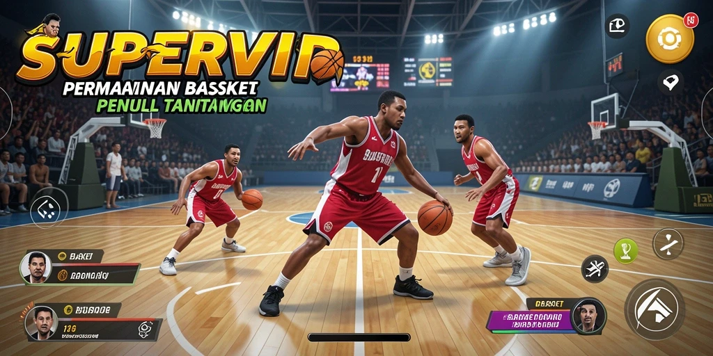 Tampilan antarmuka game Basket SUPERVIP yang menarik dan dinamis.