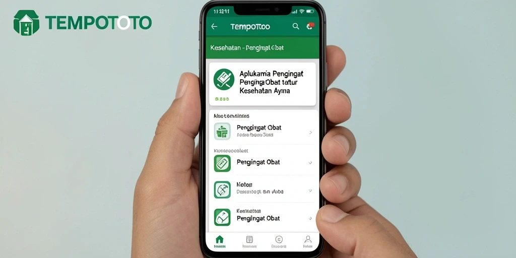 Antarmuka aplikasi TEMPOTOTO yang sederhana dan informatif.