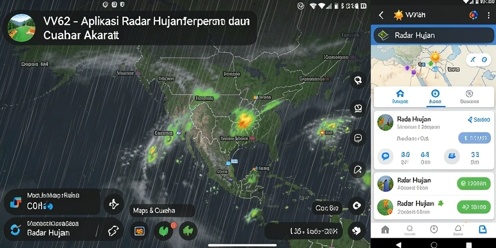 Tampilan antarmuka <strong>VV62</strong> yang menampilkan radar hujan secara jelas.